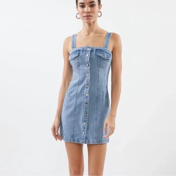Urban Outfitters | Dresses | Urban Outfitters Flavia Denim Button Front Mini  Dress Size Medium | Poshmark